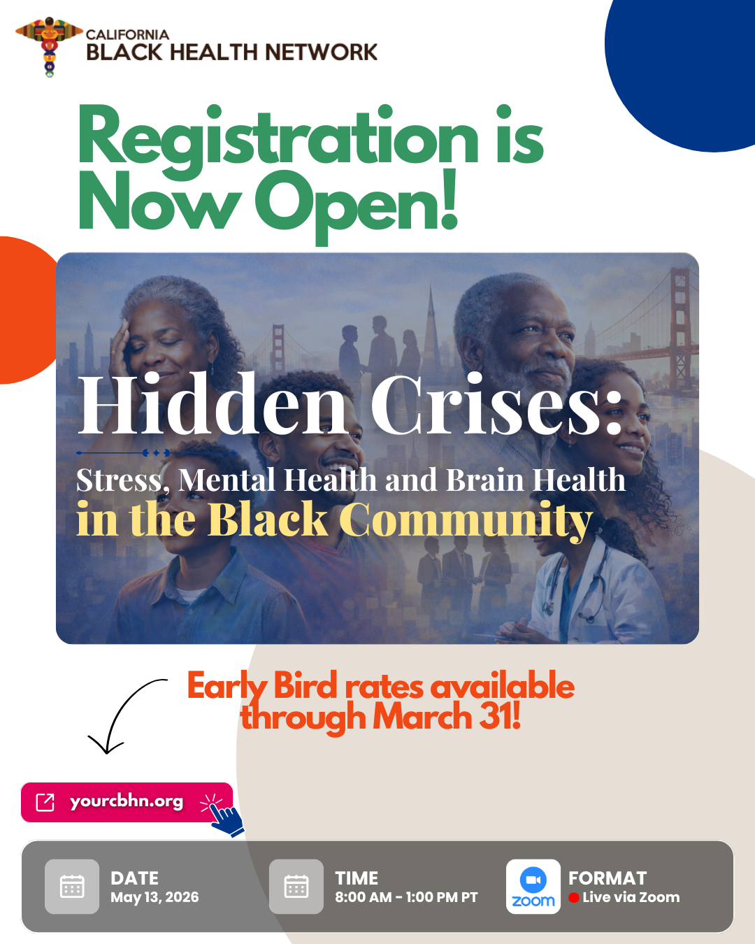 California Black Health Network social post announcing that registration is open for the Hidden Crises conference